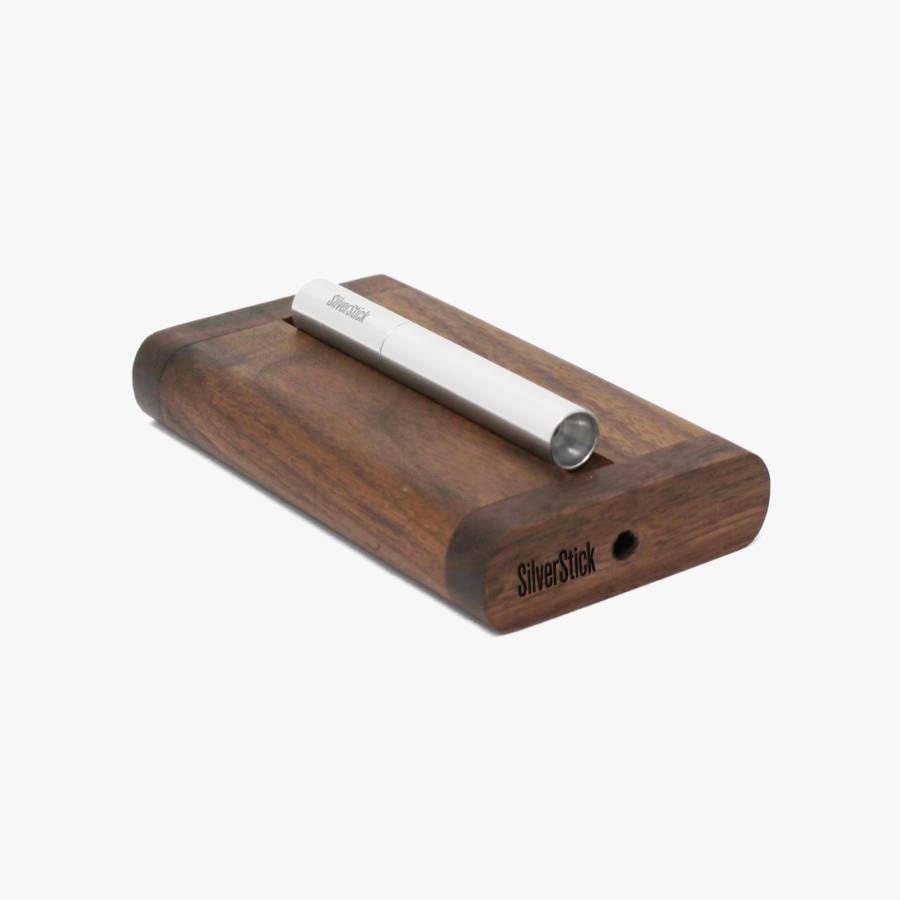 Black walnut tinderbox dugout for SilverStick one hitter taster pipe with a filter (8957435267)
