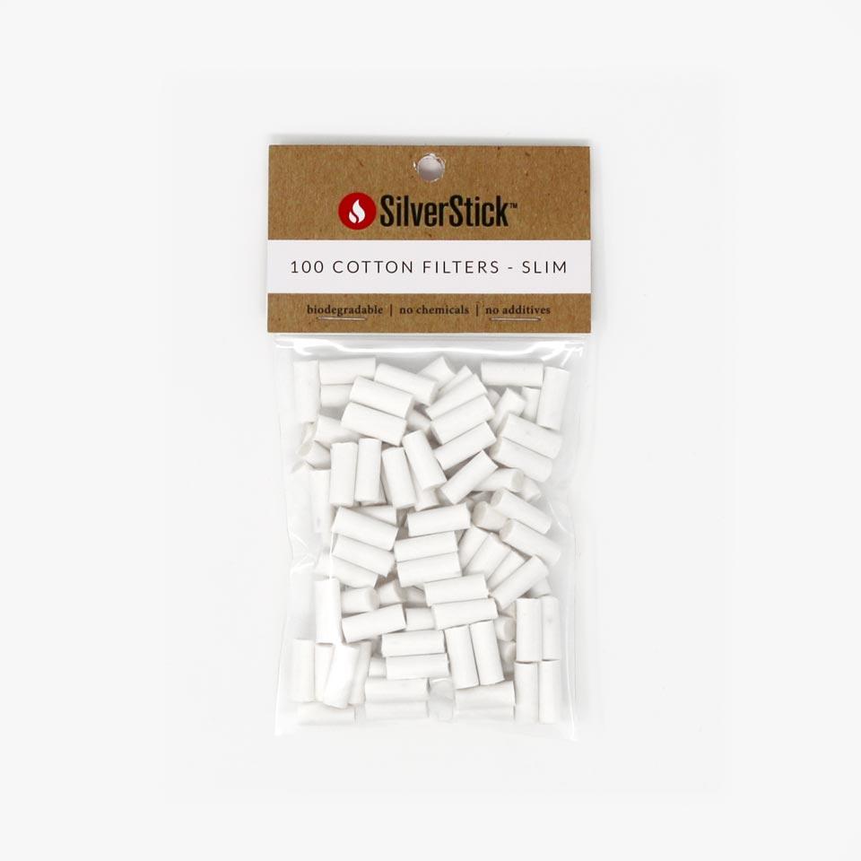package of 100 natural cotton filters for the SilverStick slim pipe (165612879896)